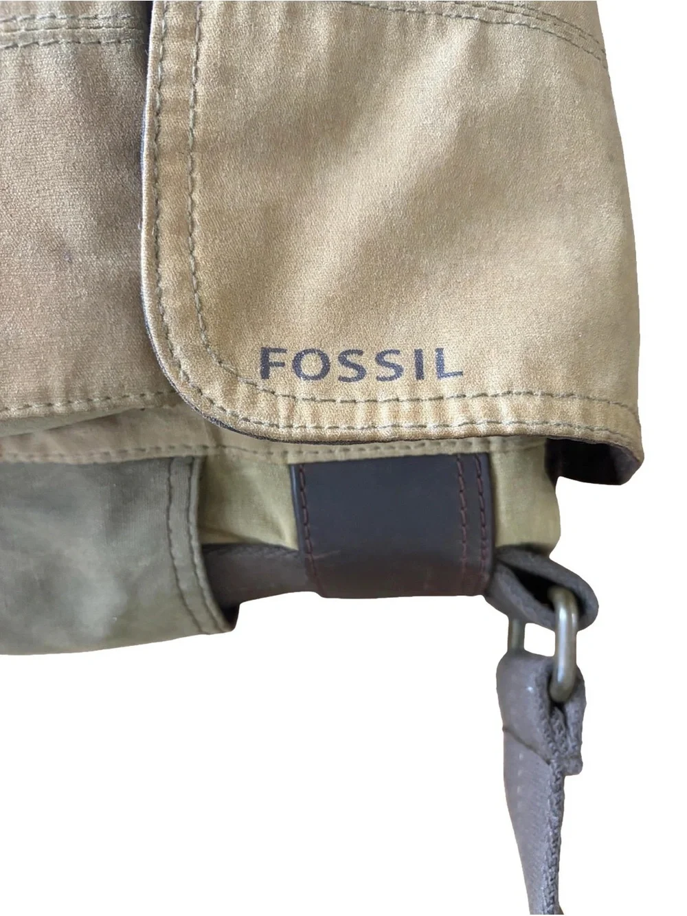 FOSSIL VINTAGE CANVAS MESSENGER BAG KHAKI UTILITY CROSSBODY FIELD BAG UNISEX